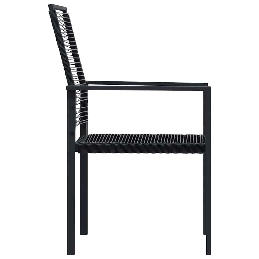 Garden Chairs PVC Rattan Steel Frame Black 2 Piece Set