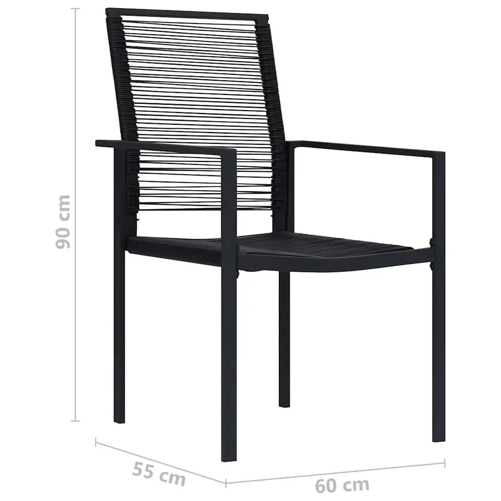 Garden Chairs PVC Rattan Steel Frame Black 2 Piece Set