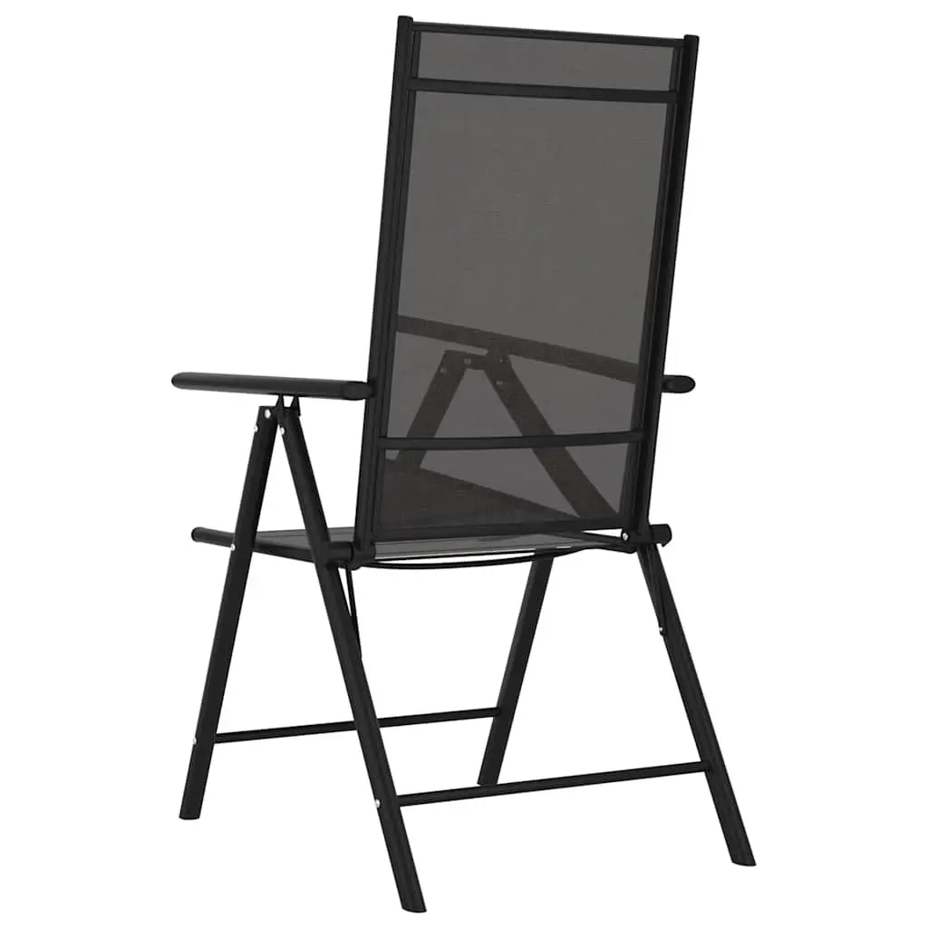 Folding Garden Chairs 6 pcs Black Outdoor Seating Reclinable Textilene Backrest