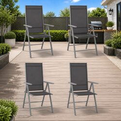 Durable Folding Garden Chairs Set of 4 with Reclining Feature