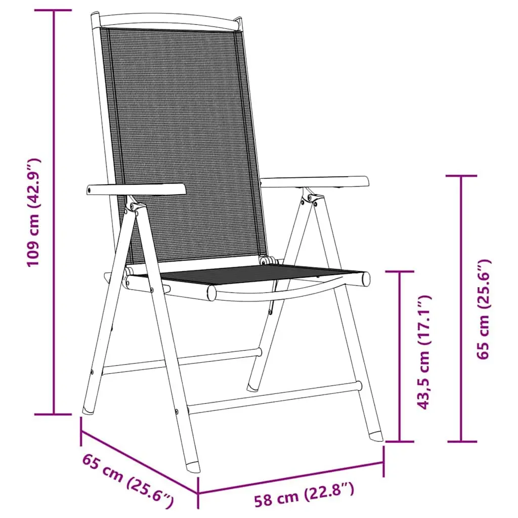Folding Garden Chairs Set Textilene Black 6 Piece