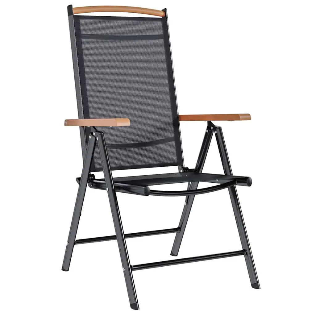 Folding Garden Chairs Set Textilene Black 6 Piece