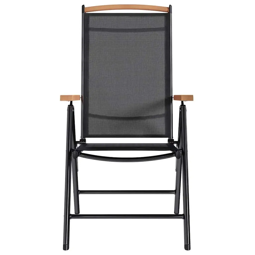 Folding Garden Chairs Set Textilene Black 6 Piece