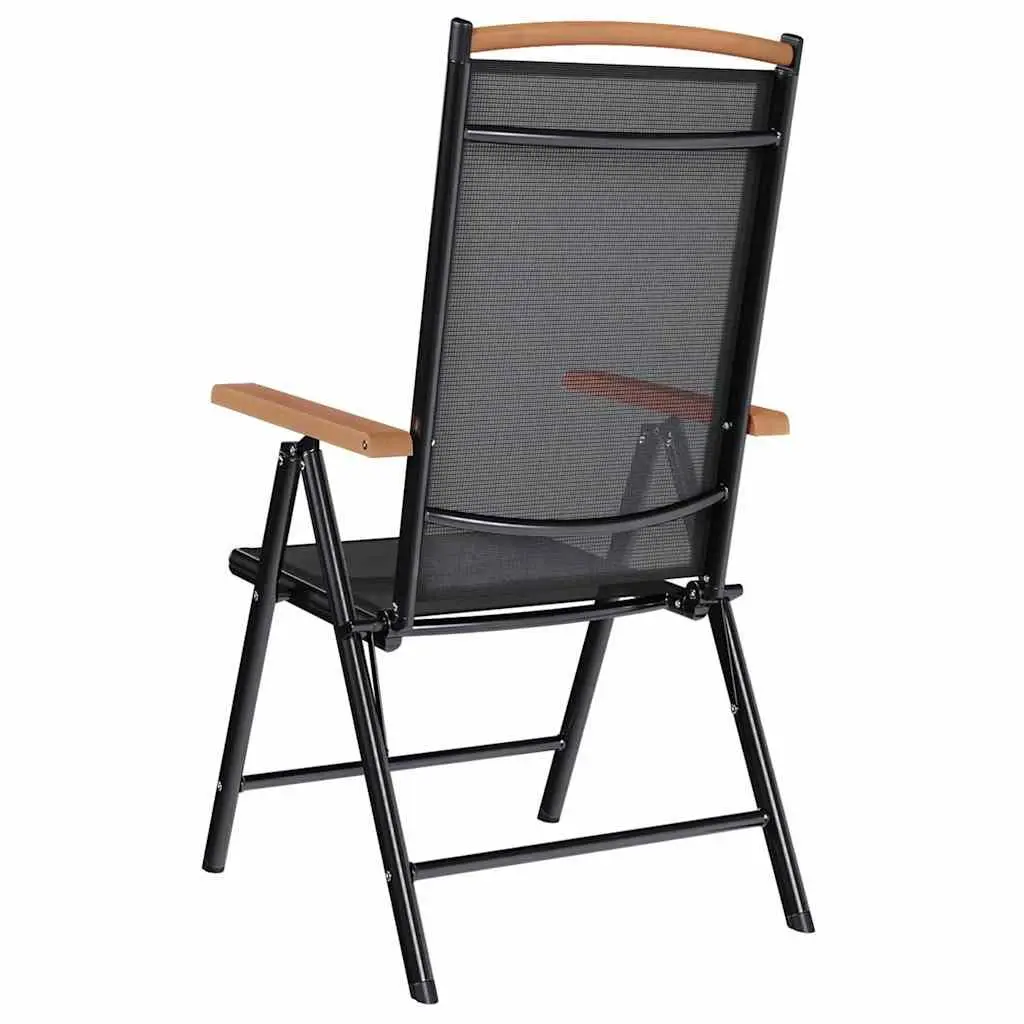 Folding Garden Chairs Set Textilene Black 6 Piece