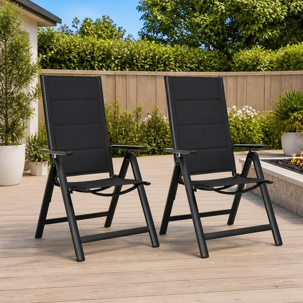 Folding Garden Chairs 2 pcs Outdoor Seating