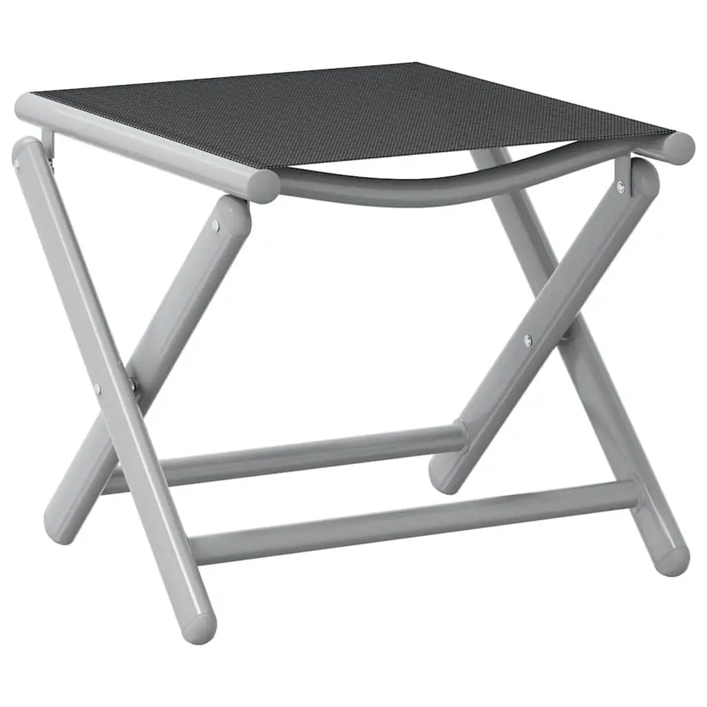 Folding Footrest Aluminium Textilene Black Outdoor Garden Patio Furniture