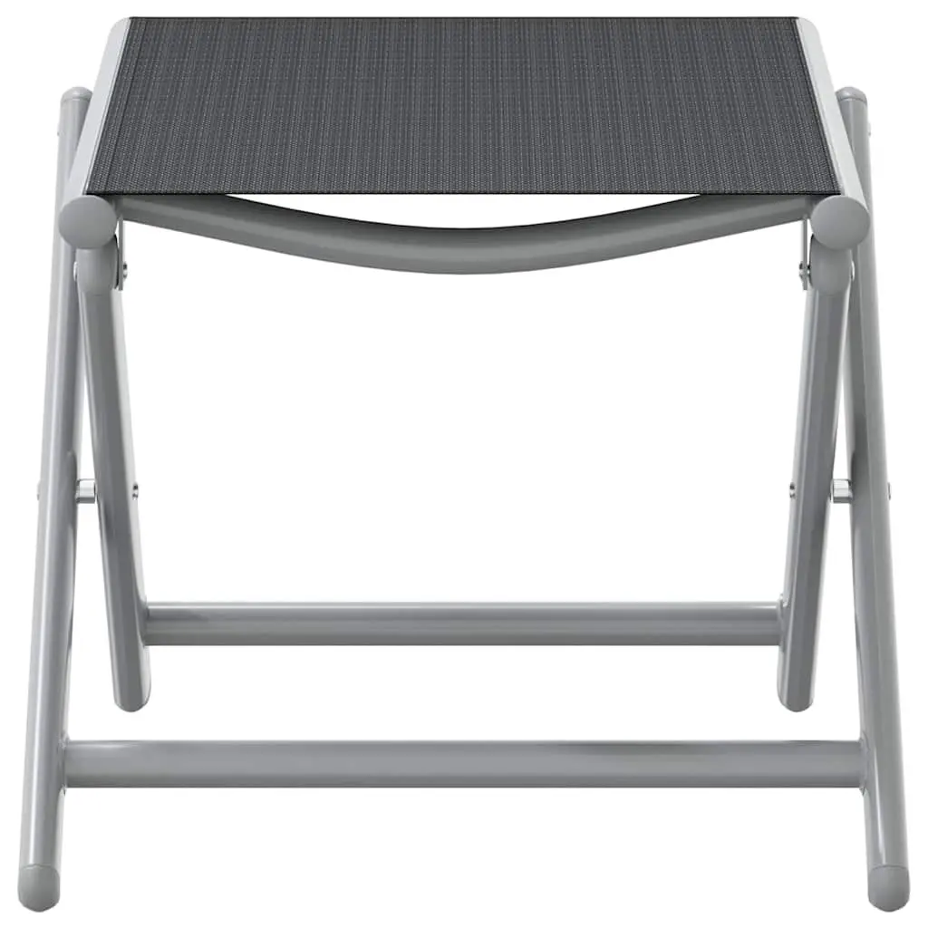 Folding Footrest Aluminium Textilene Black Outdoor Garden Patio Furniture