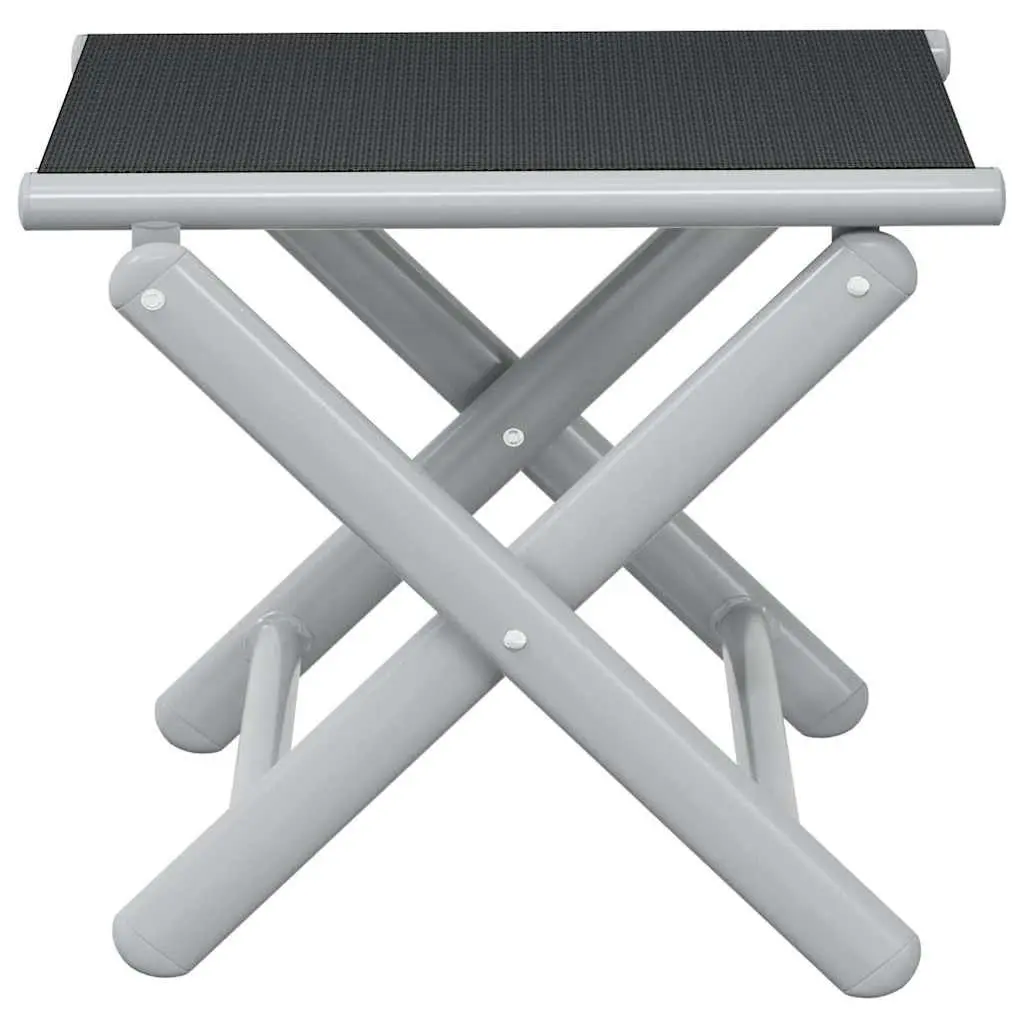 Folding Footrest Aluminium Textilene Black Outdoor Garden Patio Furniture