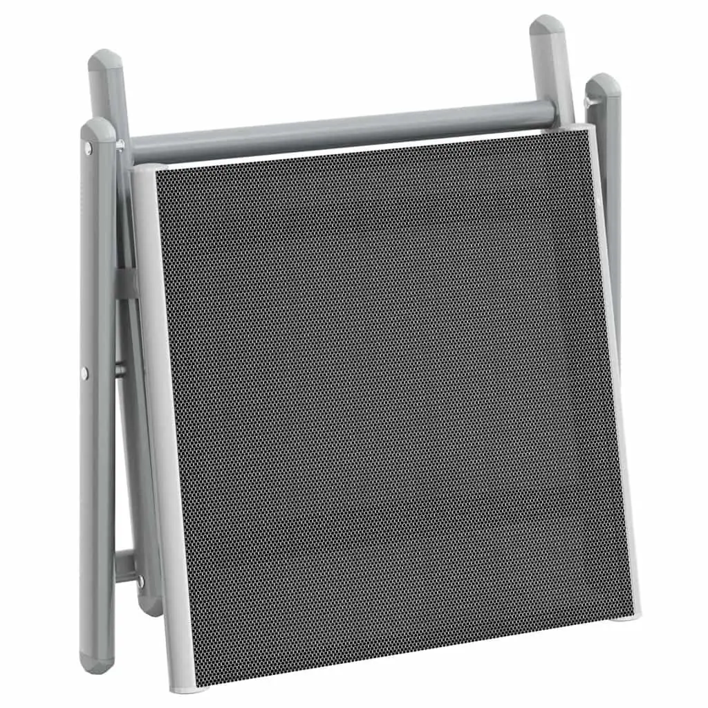 Folding Footrest Aluminium Textilene Black Outdoor Garden Patio Furniture