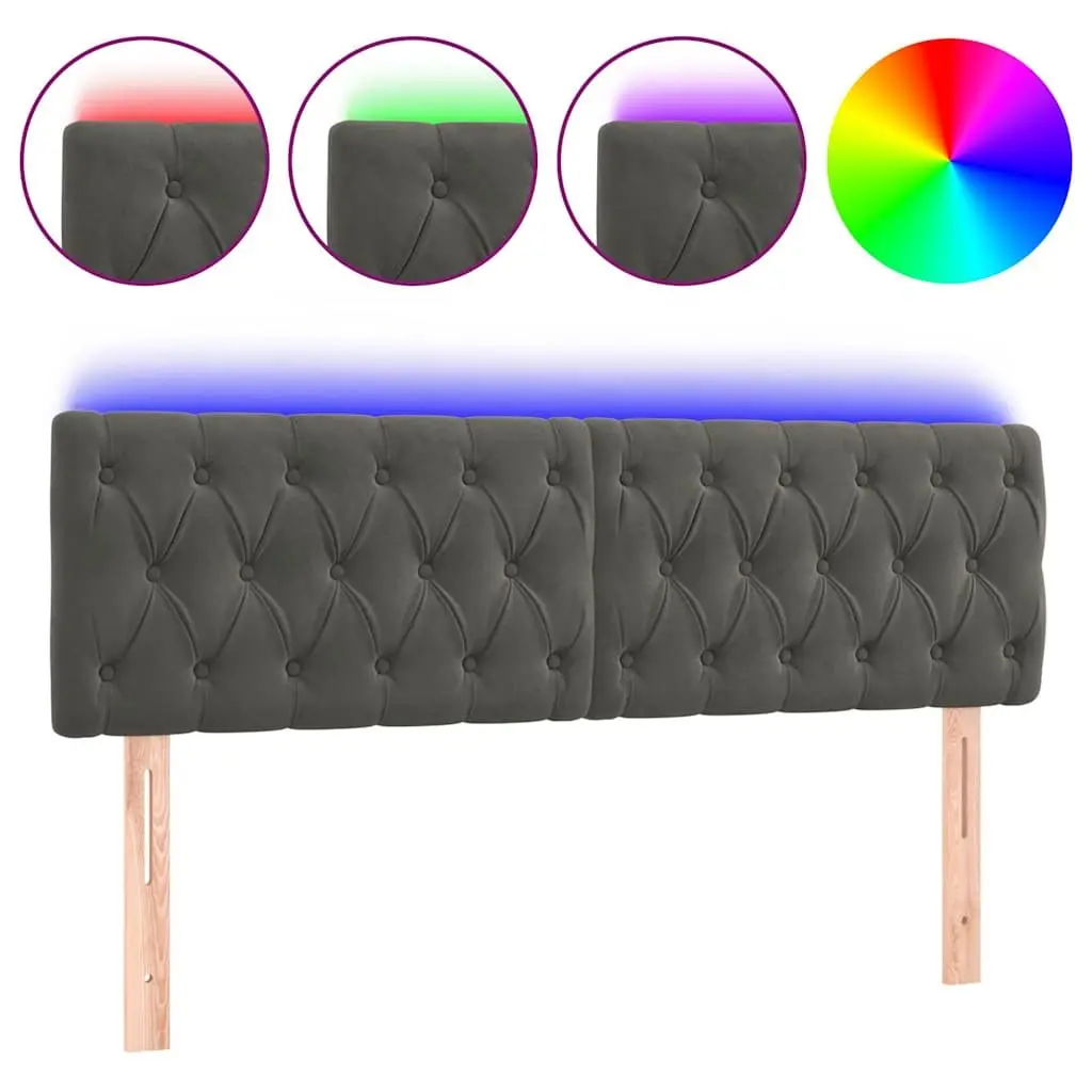 Adjustable Grey Velvet LED Headboard for Bedrooms