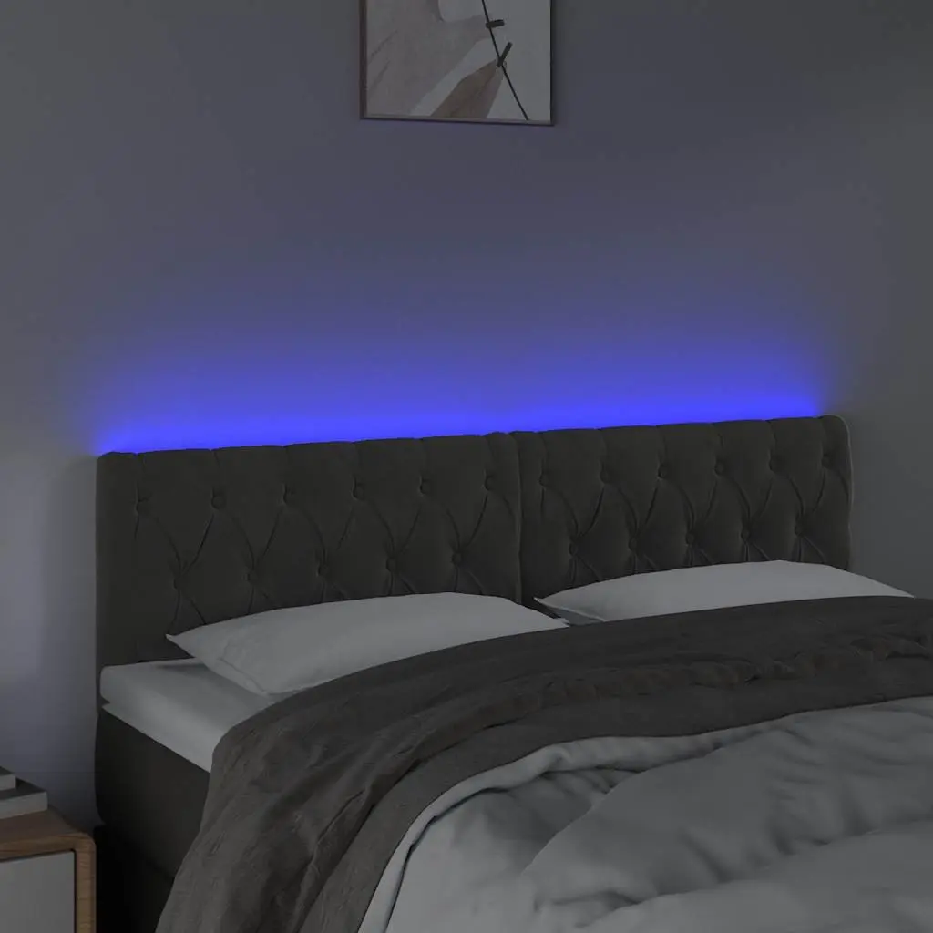 Adjustable Grey Velvet LED Headboard for Bedrooms