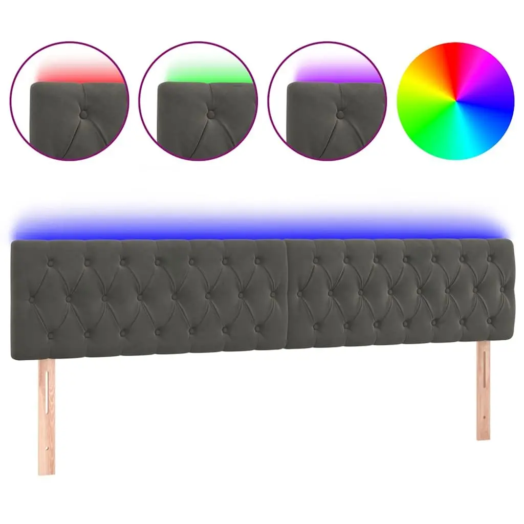 Adjustable Height LED Headboard 200 cm Grey Velvet