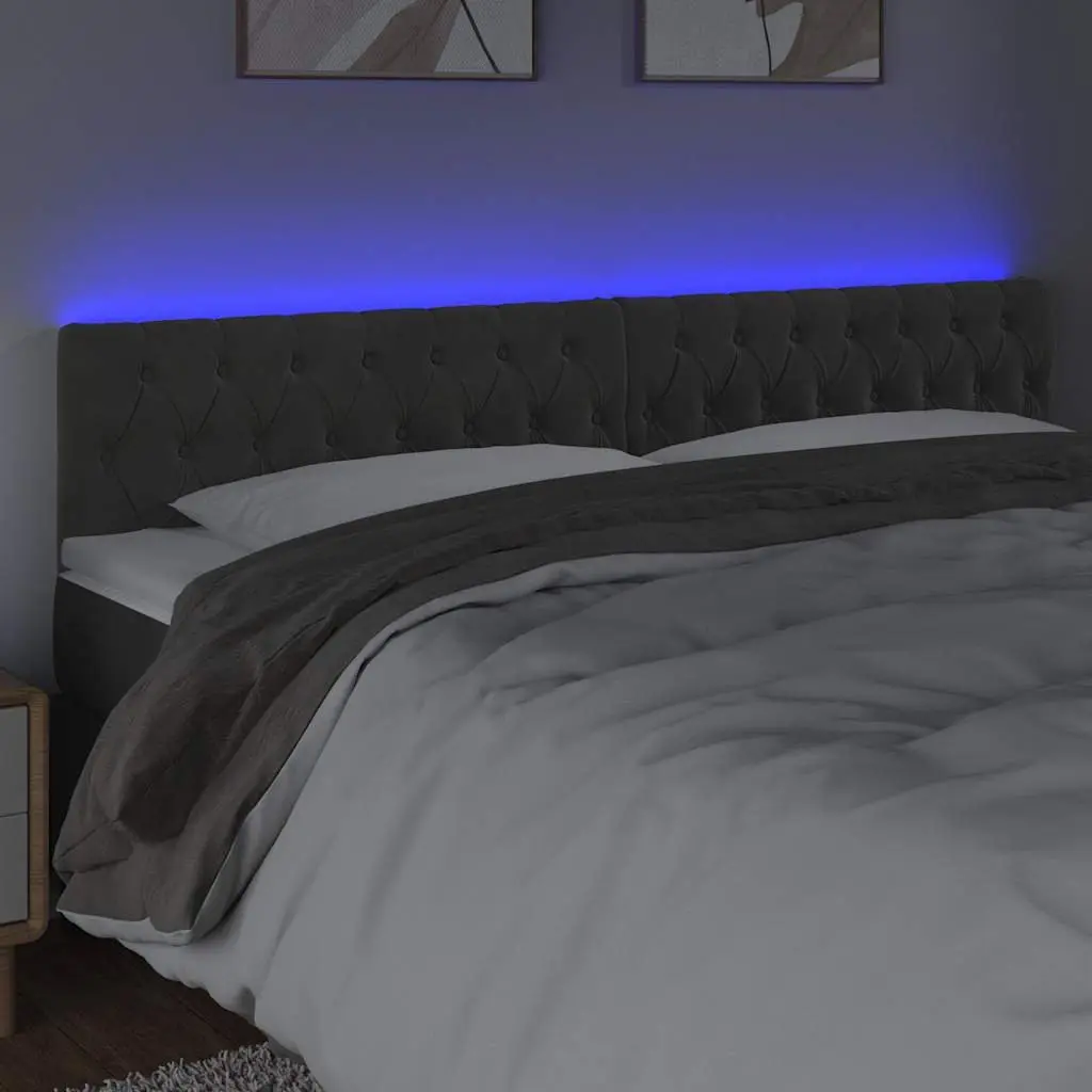 Adjustable Height LED Headboard 200 cm Grey Velvet