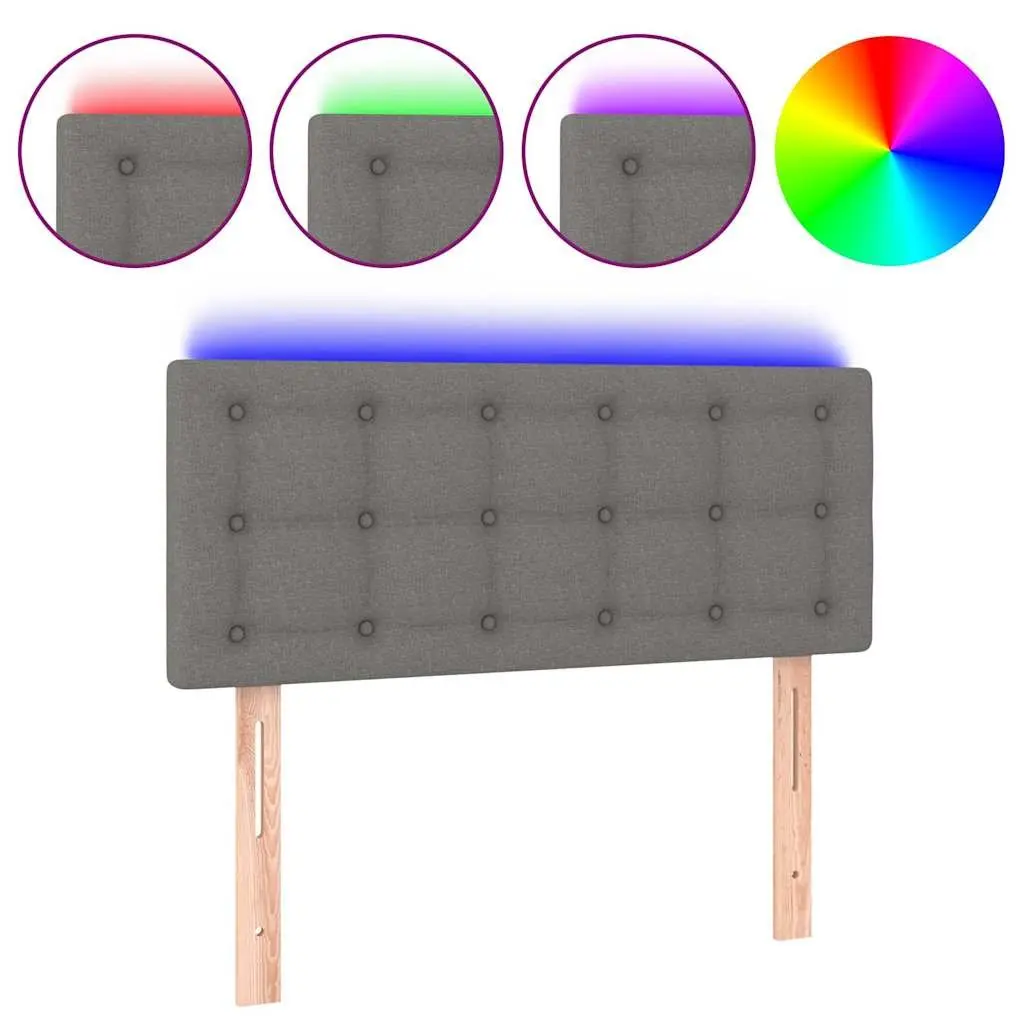 Grey Fabric LED Headboard with Adjustable Height