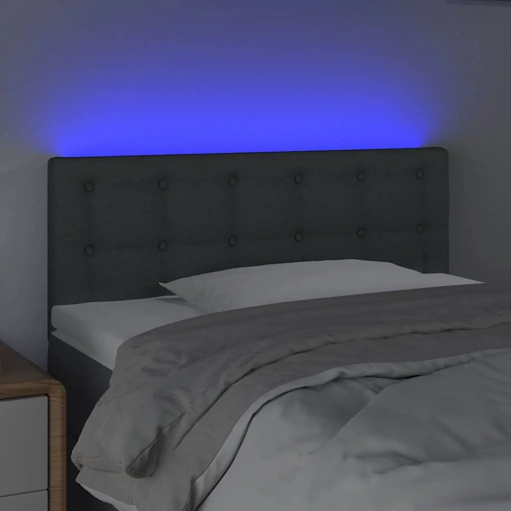 Grey Fabric LED Headboard with Adjustable Height