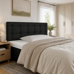 LED Headboard 100 cm Black Fabric Adjustable Height Bed Back Support
