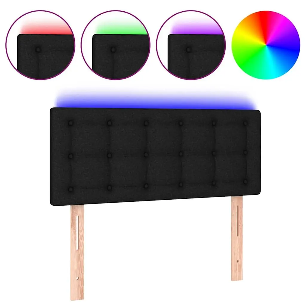 Adjustable Height Black Fabric LED Headboard 100 cm