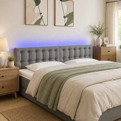 Durable Dark Grey LED Headboard with Adjustable Height