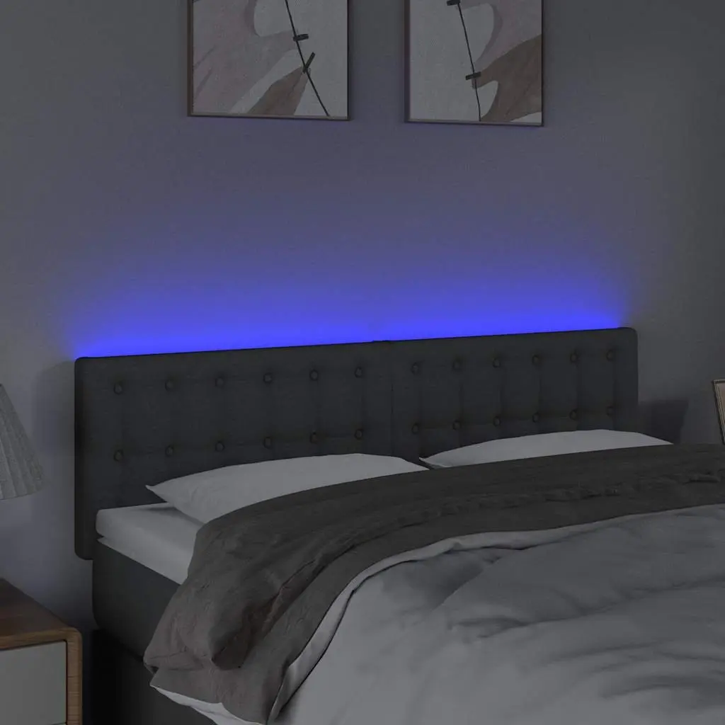 LED Headboard Fabric Dark Grey 144x5x78 cm Adjustable Height