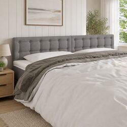 Dark Grey Fabric LED Headboard 160 cm Adjustable Height
