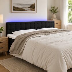 Modern Black Fabric LED Headboard 160cm Stylish Design