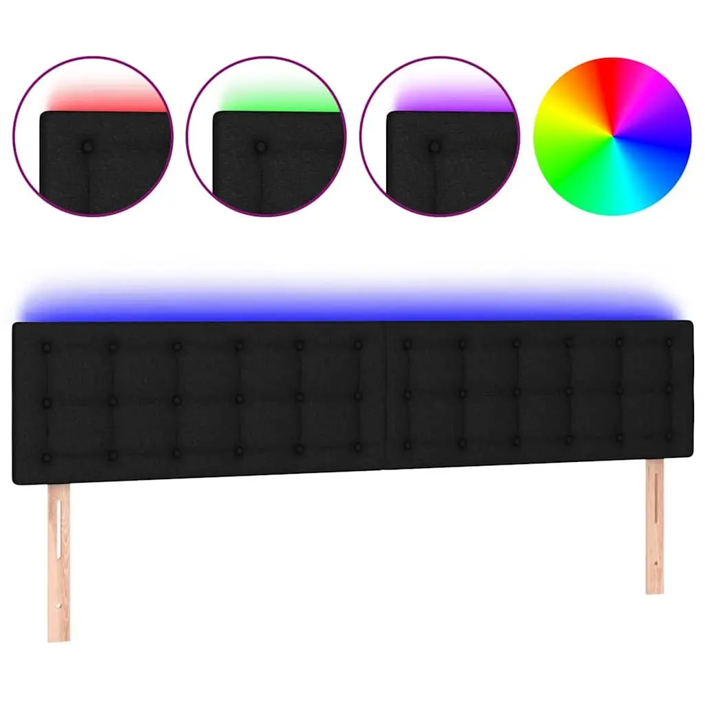 Black Fabric LED Headboard 200 cm with Adjustable Height