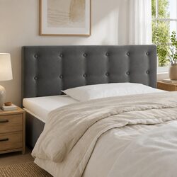 Stunning LED Headboard 100cm Dark Grey Velvet Modern Design