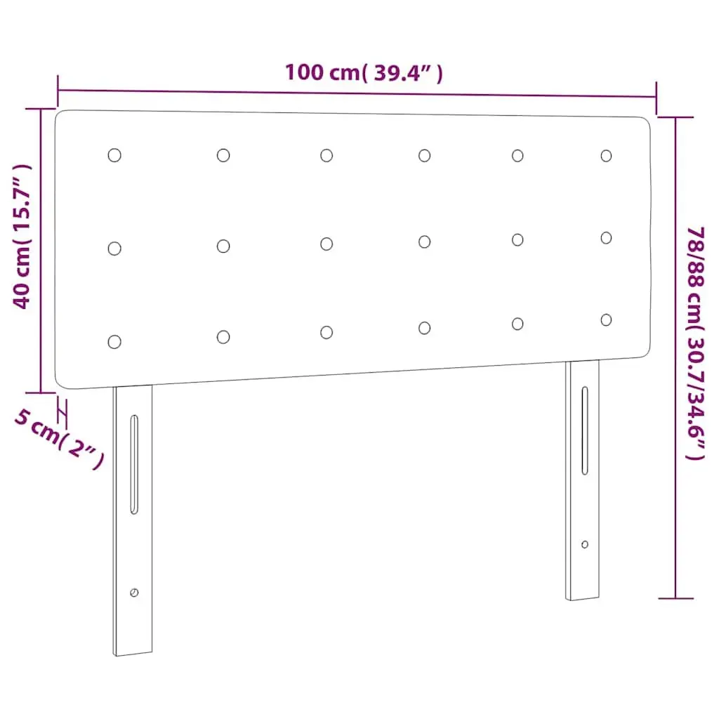 LED Headboard Velvet 100cm Dark Grey