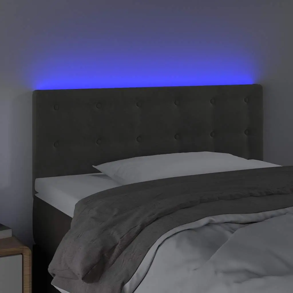 LED Headboard Velvet 100cm Dark Grey