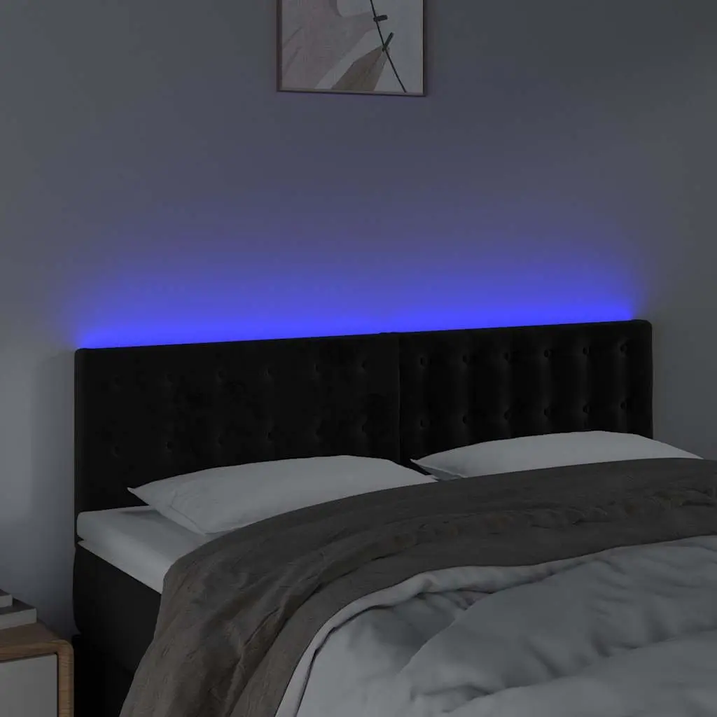 Adjustable LED Headboard in Black Velvet for Modern Beds