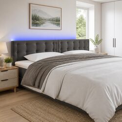 Modern LED Headboard 160cm in Dark Grey Velvet