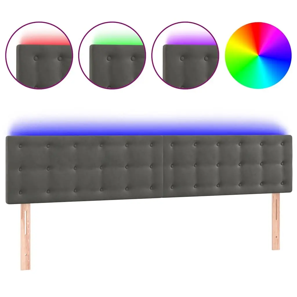 LED Headboard 160cm in Dark Grey Velvet