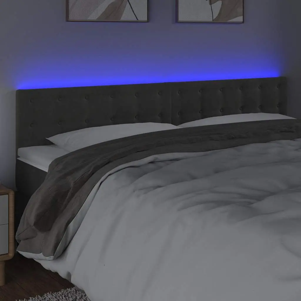 LED Headboard 160cm in Dark Grey Velvet