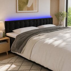Stylish Black Velvet LED Headboard 160 cm for Modern Beds