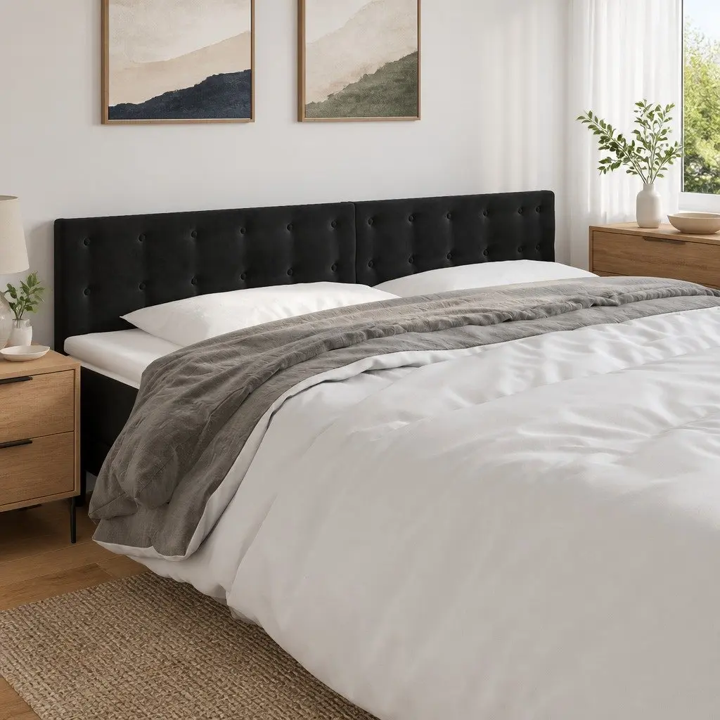 LED Headboard Velvet 200 cm Black with Adjustable Colourful Lights