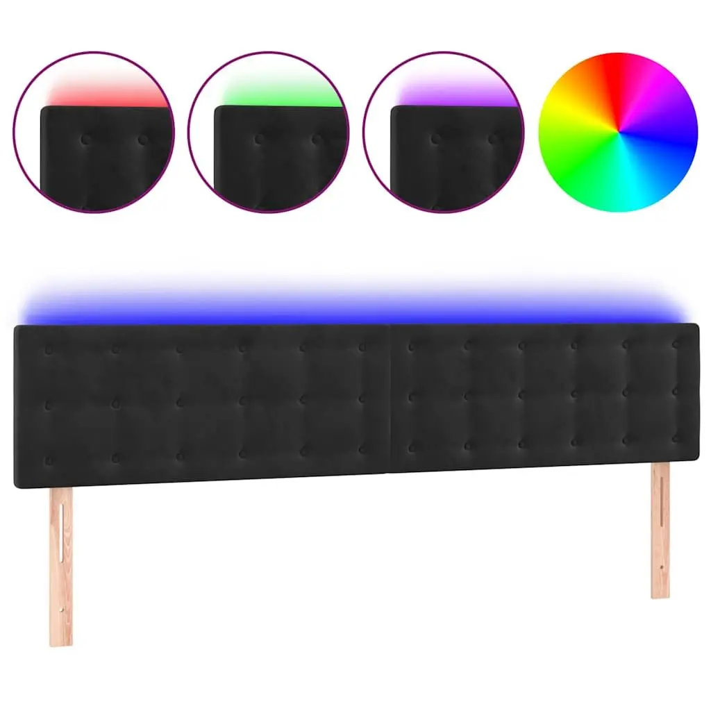 LED Headboard Velvet 200 cm Black with Adjustable Colourful Lights