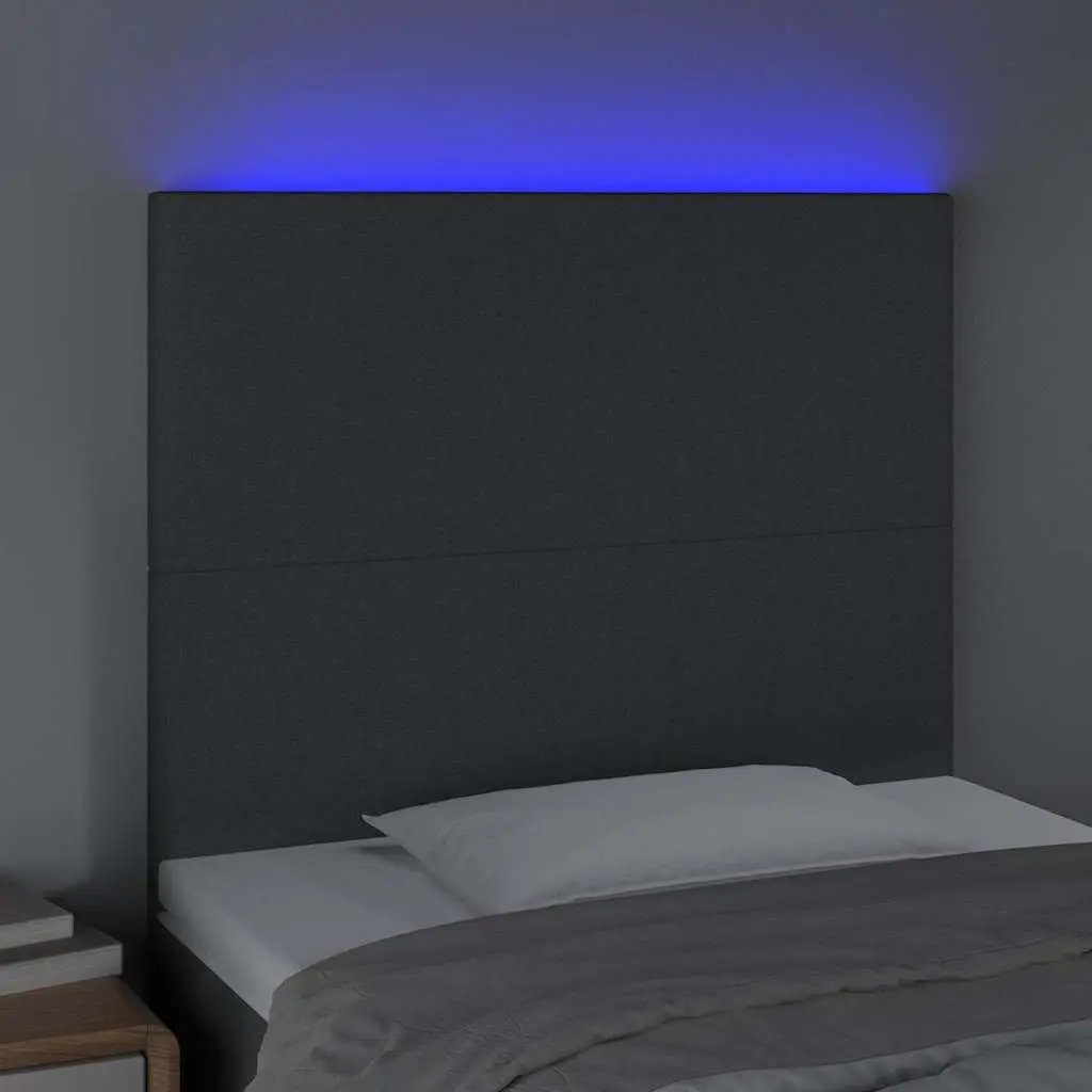 Dark Grey Fabric LED Headboard 80cm Adjustable Height