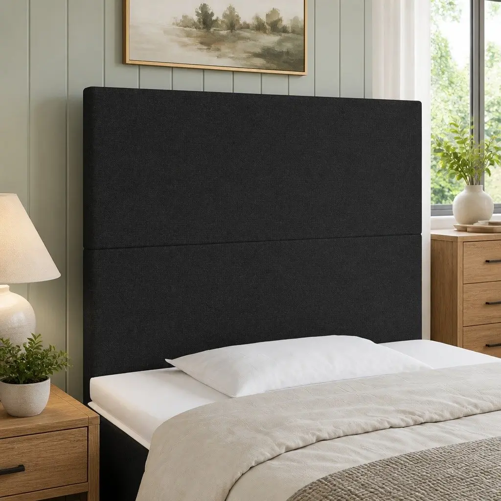 Black Fabric LED Headboard 80 cm Adjustable