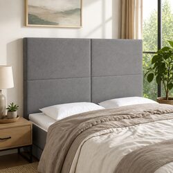 LED Headboard 144cm Dark Grey Fabric Adjustable Height Bedroom Backrest