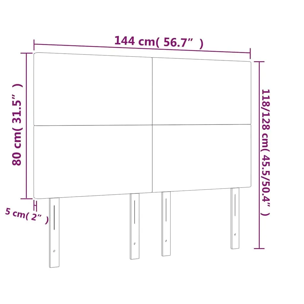 Upholstered Black Fabric LED Headboard 144cm