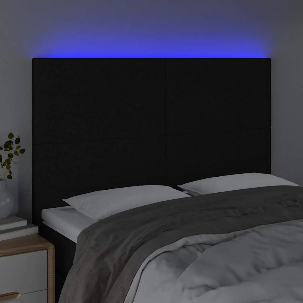 Upholstered Black Fabric LED Headboard 144cm