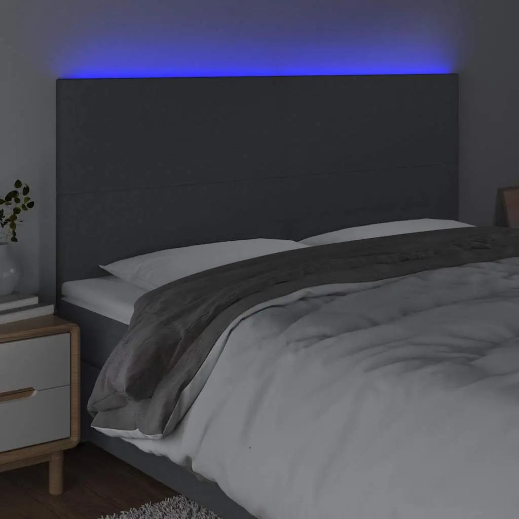 Grey Fabric LED Headboard 160 cm with Adjustable Height