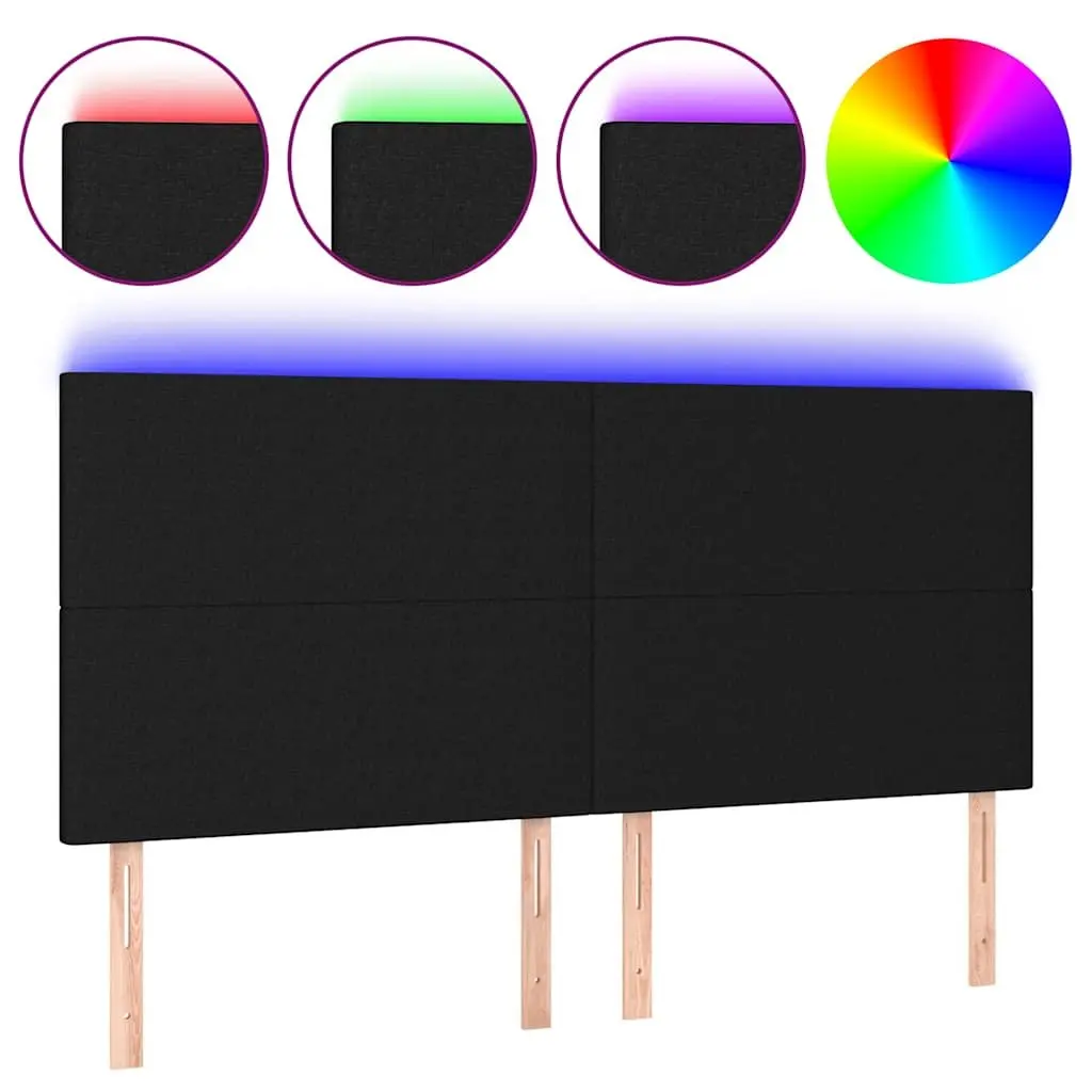 Black Fabric LED Headboard 160cm with Height Adjustment