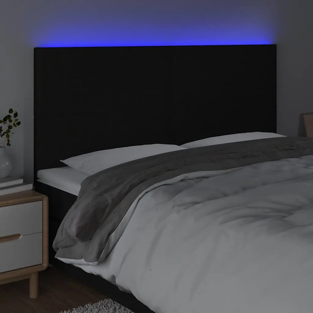 Black Fabric LED Headboard 160cm with Height Adjustment