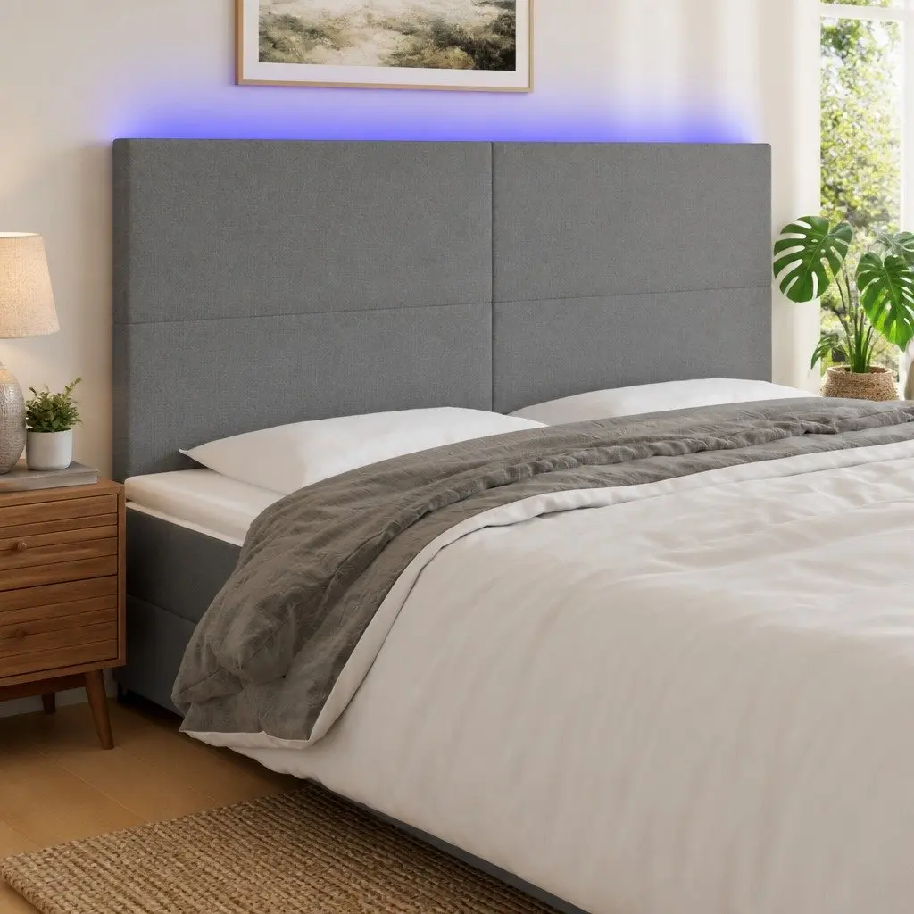 LED Headboard 200 cm in Grey with Adjustable Lights
