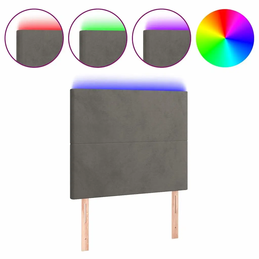 Grey Velvet LED Headboard 80 cm for Bed