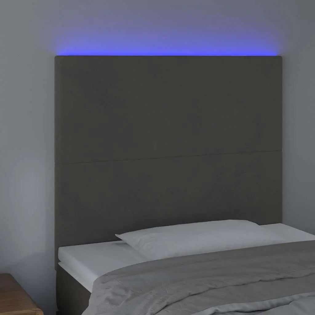 Grey Velvet LED Headboard 80 cm for Bed