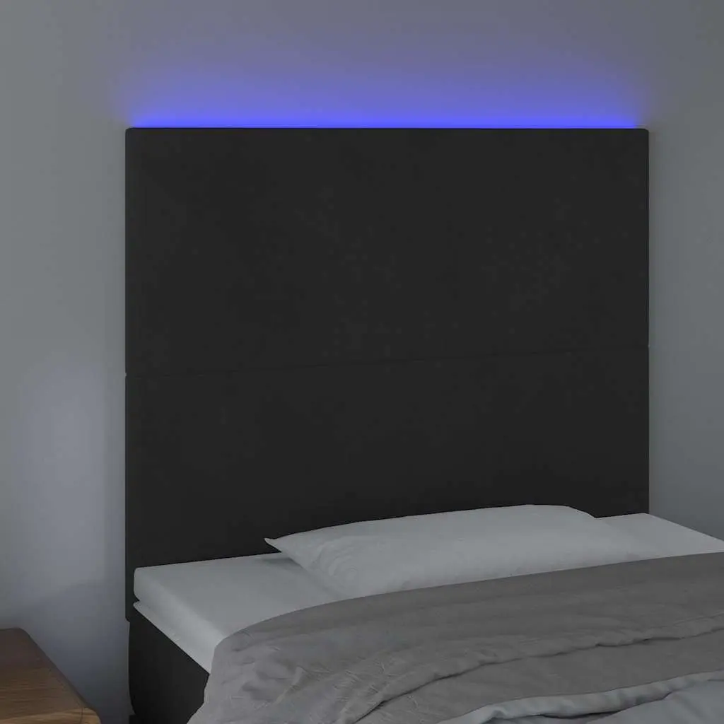 Black LED Headboard 100 cm Velvet Adjustable Height