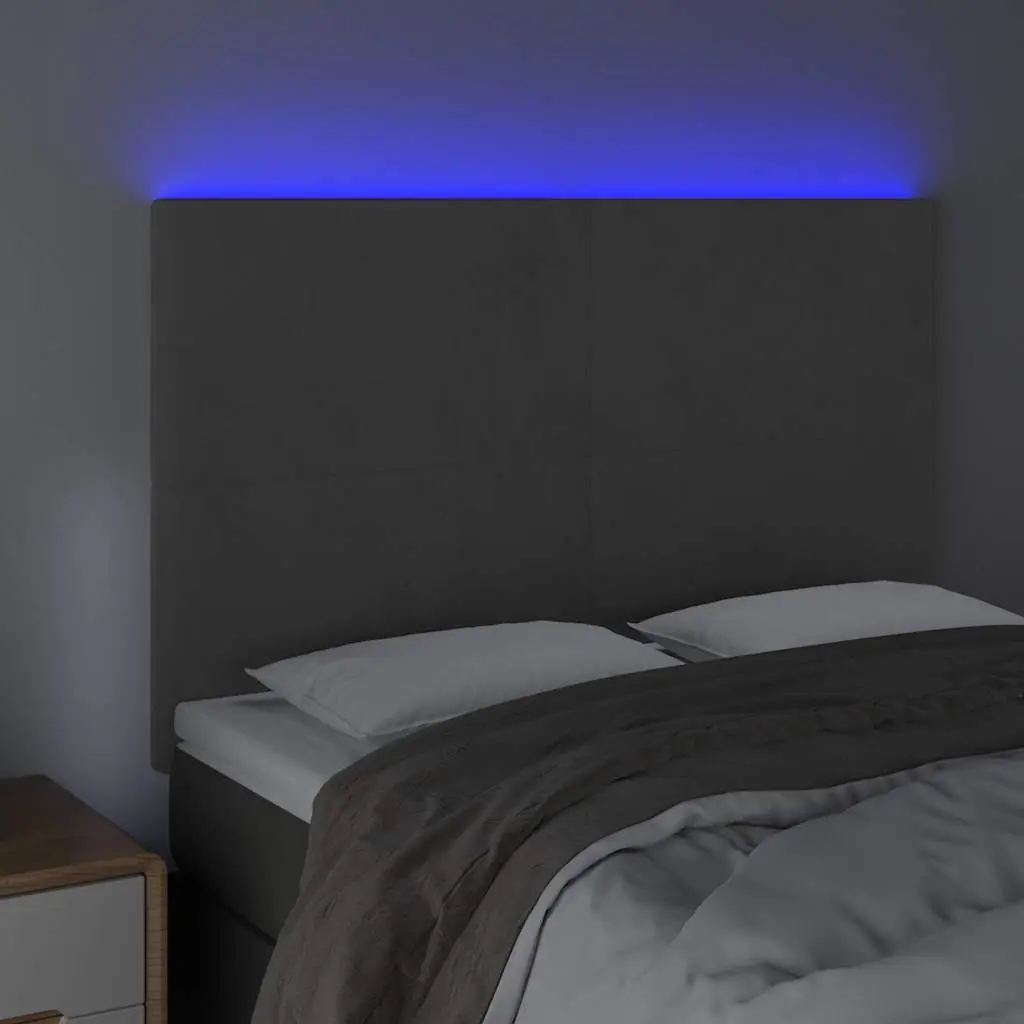 Grey Velvet LED Headboard with Adjustable Height