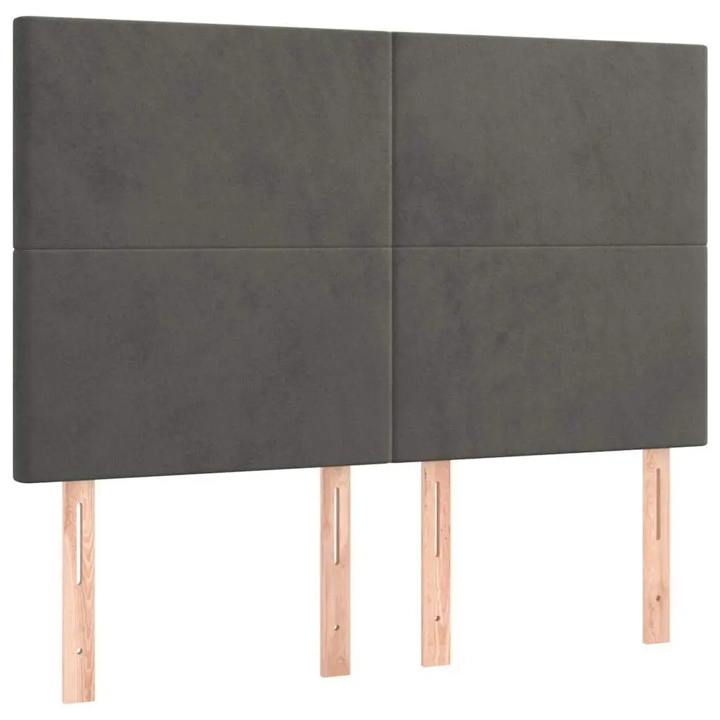 Grey Velvet LED Headboard with Adjustable Height